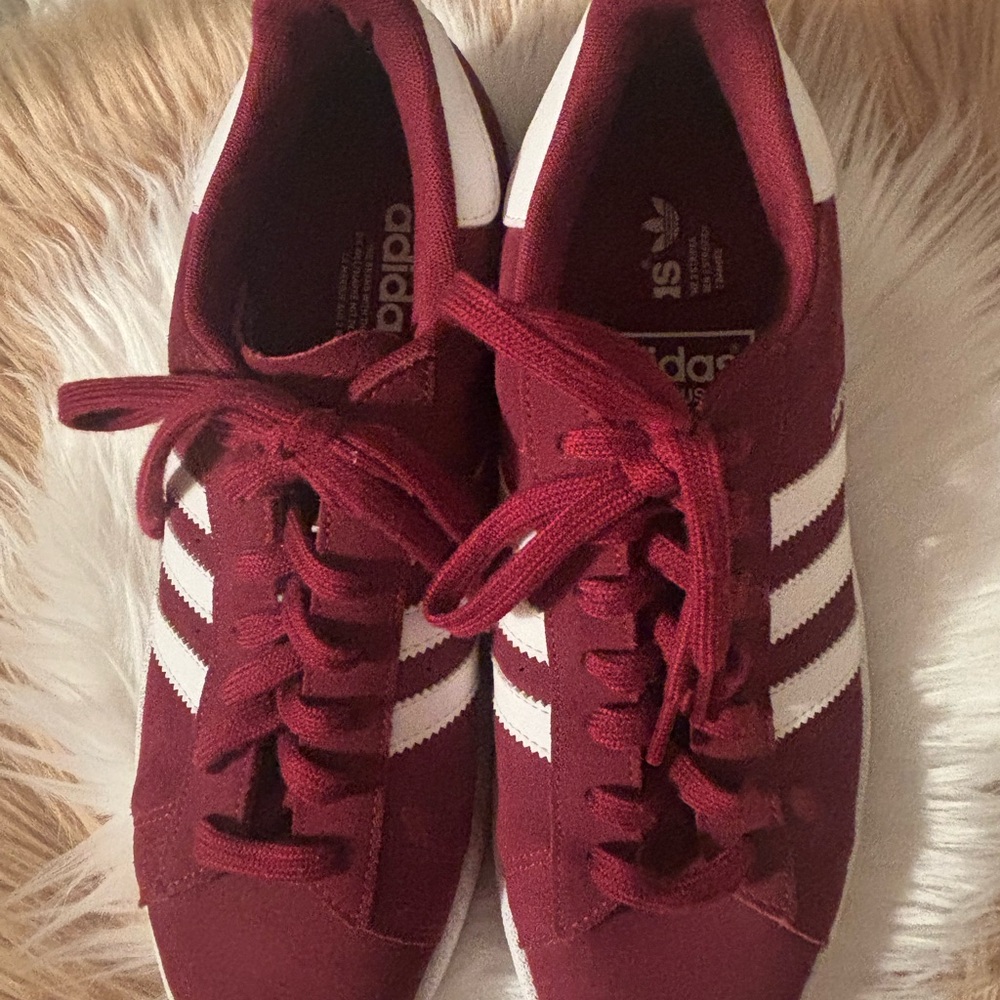 Adidas Women's Maroon and White Sneakers - Picture 2 of 7